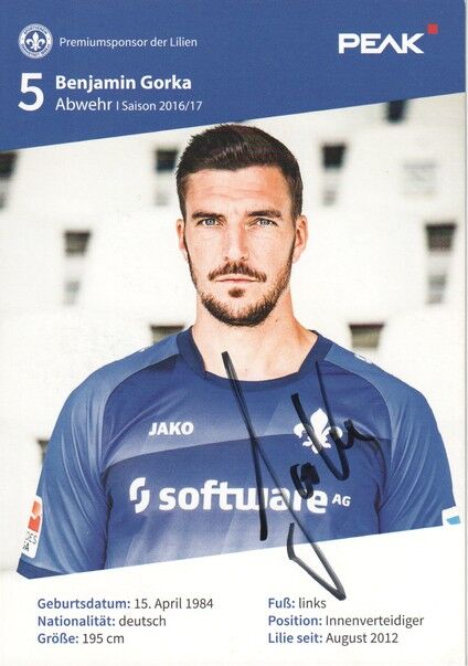 Autogramm Fussball | SV Darmstadt 98 | 2016-2 | Benjamin GORKA