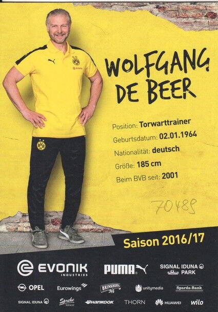 Autogramm Fussball | Borussia Dortmund | 2016 | Wolfgang DE BEER