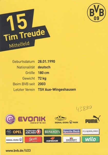 Autogramm Fussball | Borussia Dortmund | 2013 | Tim TREUDE