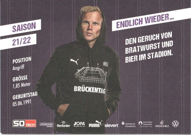 Autogramm Fussball | VfL Osnabrück | 2021 | Sören BERTRAM