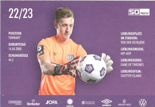 Autogramm Fussball | VfL Osnabrück | 2022 | Laurenz BECKEMEYER