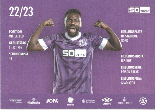 Autogramm Fussball | VfL Osnabrück | 2022 | Paterson CHATO