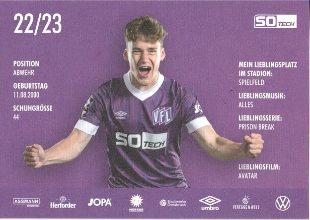 Autogramm Fussball | VfL Osnabrück | 2022 | Florian KLEINHANSL