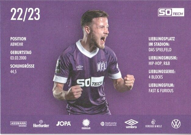 Autogramm Fussball | VfL Osnabrück | 2022 | Henry RORIG