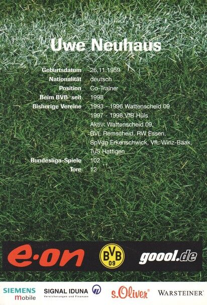 Autogramm Fussball | Borussia Dortmund | 2001 | Uwe NEUHAUS