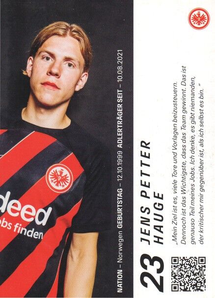 Autogramm Fussball | Eintracht Frankfurt | 2023 | Jens Petter HAUGE