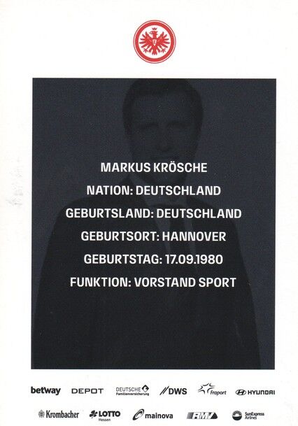 Autogramm Fussball | Eintracht Frankfurt | 2021 | Markus KRÖSCHE