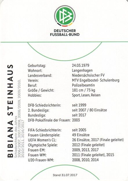 Autogramm Fussball | Schiedsrichter | 2017 Dekra | Bibiana STEINHAUS