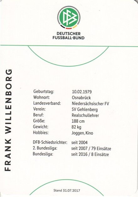 Autogramm Fussball | Schiedsrichter | 2017 Dekra | Frank WILLENBORG