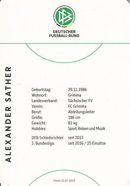Autogramm Fussball | Schiedsrichter | 2019 Dekra | Alexander SATHER