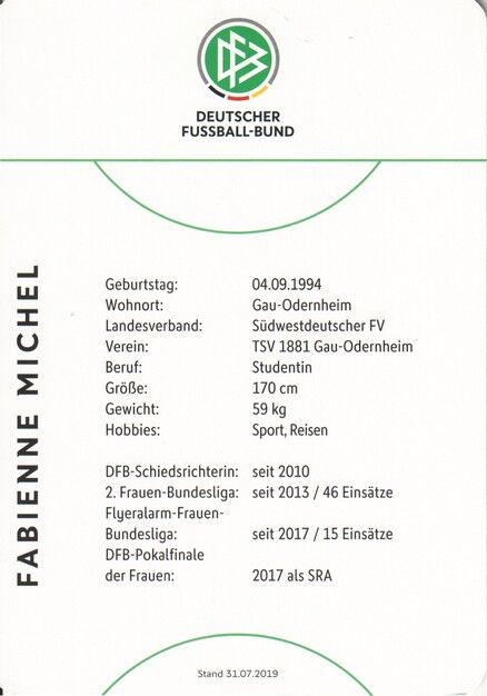 Autogramm Fussball | Schiedsrichter | 2019 Dekra | Fabienne MICHEL
