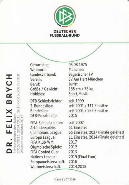 Autogramm Fussball | Schiedsrichter | 2019 Dekra | Felix BRYCH