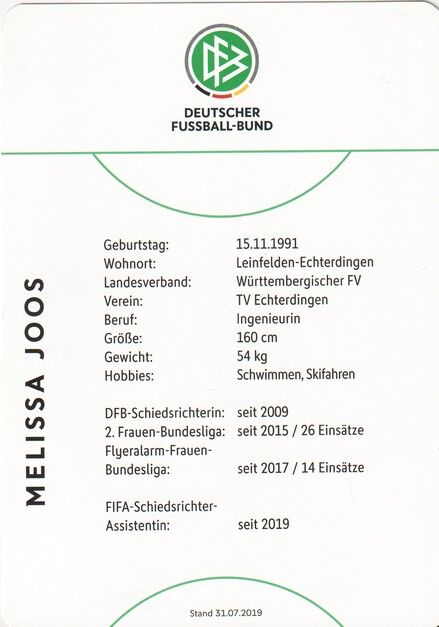 Autogramm Fussball | Schiedsrichter | 2019 Dekra | Melissa JOOS