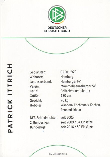 Autogramm Fussball | Schiedsrichter | 2019 Dekra | Patrick ITTRICH