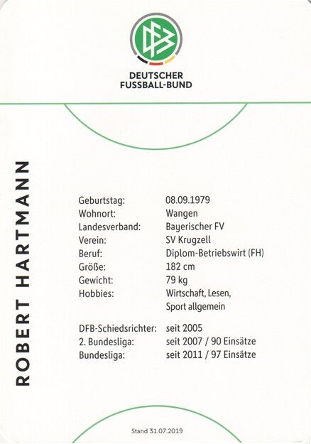 Autogramm Fussball | Schiedsrichter | 2019 Dekra | Robert HARTMANN
