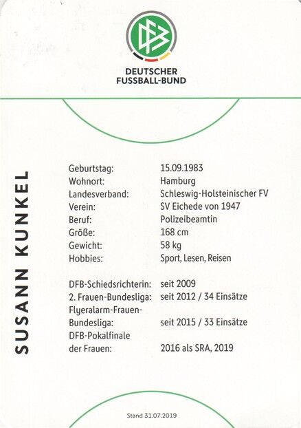 Autogramm Fussball | Schiedsrichter | 2019 Dekra | Susann KUNKEL