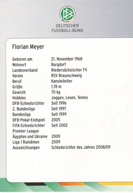 Autogramm Fussball | Schiedsrichter | 2009 Dekra | Florian MEYER
