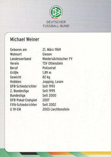 Autogramm Fussball | Schiedsrichter | 2009 Dekra | Michael WEINER