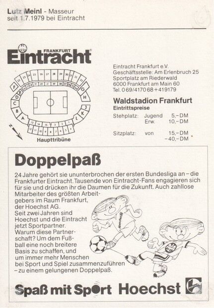 Autogramm Fussball | Eintracht Frankfurt | 1987 | Lutz MEINL