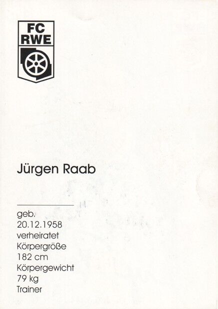 Autogramm Fussball | FC Rot-Weiss Erfurt | 1999 | Jürgen RAAB
