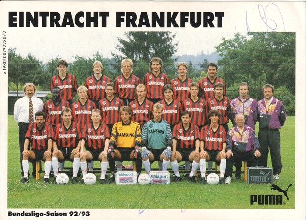 Mannschaftskarte Fussball | Eintracht Frankfurt | 1992 Puma