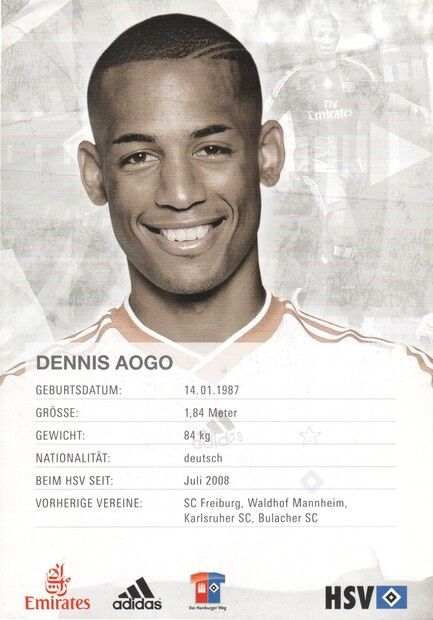 Autogramm Fussball | Hamburger SV | 2009 | Dennis AOGO