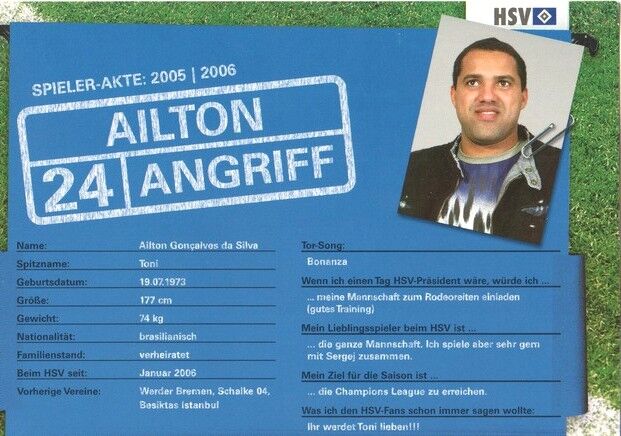 Autogramm Fussball | Hamburger SV | 2005 | AILTON