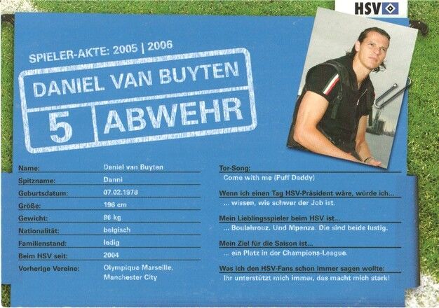 Autogramm Fussball | Hamburger SV | 2005 | Daniel VAN BUYTEN