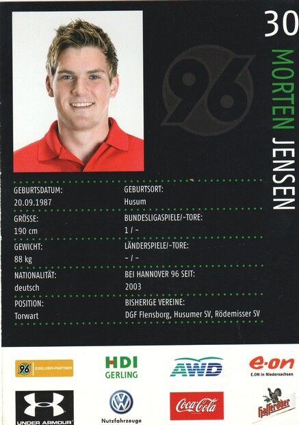 Autogramm Fussball | Hannover 96 | 2008 | Morten JENSEN