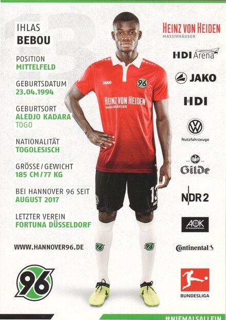 Autogramm Fussball | Hannover 96 | 2017 | Ihlas BEBOU