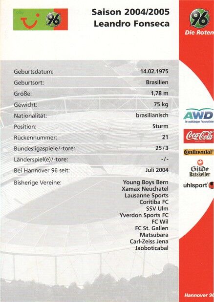Autogramm Fussball | Hannover 96 | 2004 | Leandro FONSECA