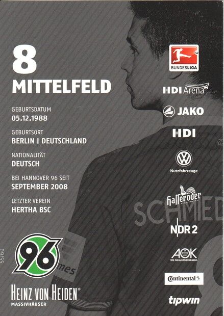 Autogramm Fussball | Hannover 96 | 2015 | Manuel SCHMIEDEBACH