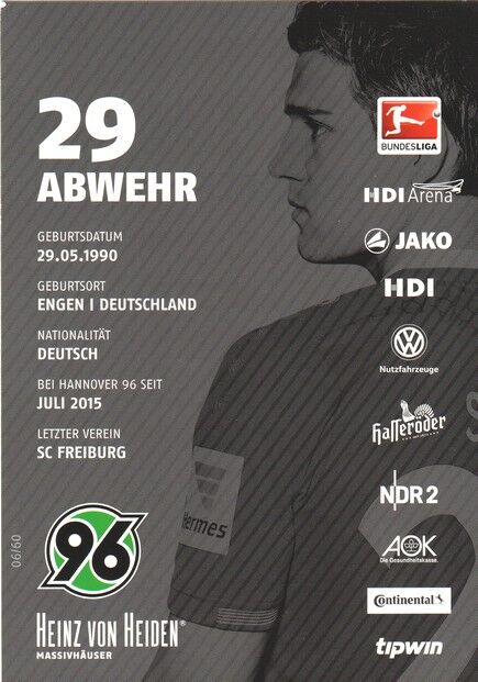Autogramm Fussball | Hannover 96 | 2015 | Oliver SORG