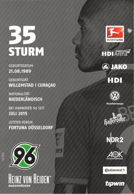 Autogramm Fussball | Hannover 96 | 2015 | Charlison BENSCHOP