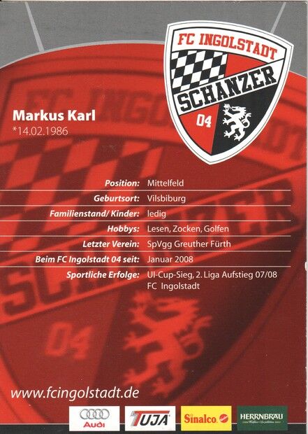 Autogramm Fussball | FC Ingolstadt 04 | 2008 | Markus KARL