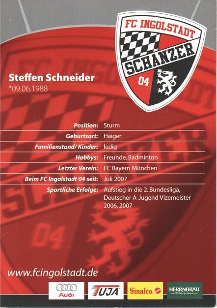 Autogramm Fussball | FC Ingolstadt 04 | 2008 | Steffen SCHNEIDER