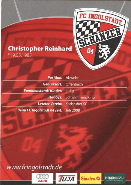 Autogramm Fussball | FC Ingolstadt 04 | 2008 | Christopher REINHARD