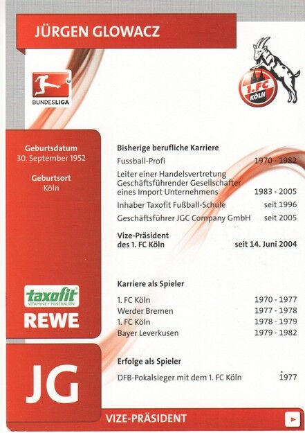 Autogramm Fussball | 1. FC Köln | 2011 | Jürgen GLOWACZ