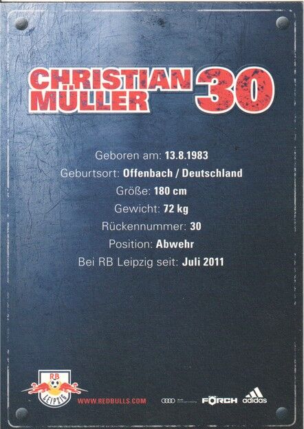 Autogramm Fussball | RB Leipzig | 2011 | Christian MÜLLER