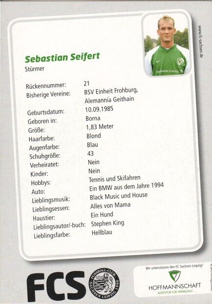 Autogramm Fussball | Sachsen Leipzig | 2005 | Sebastian SEIFERT