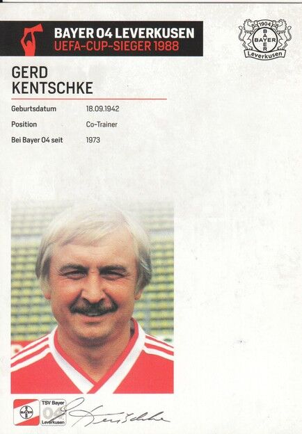 Autogramm Fussball | Bayer Leverkusen | 1988 Retro | Gerd KENTSCHKE (UEFA Cup)