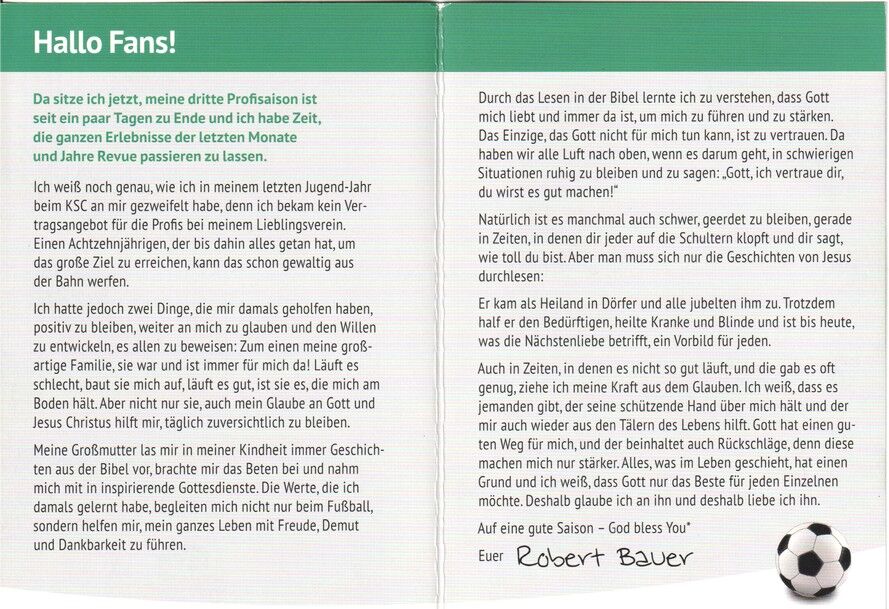 Autogramm Fussball | SV Werder Bremen | 2017 | Robert BAUER (Sonderkarte Gott)