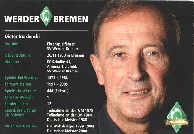 Autogramm Fussball | SV Werder Bremen | 1990er Retro | Dieter BURDENSKI (ESF)