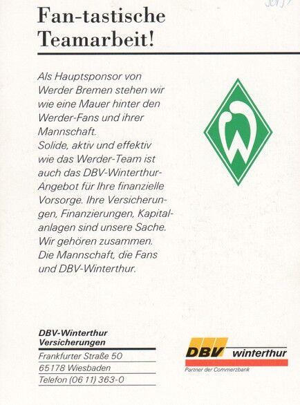 Autogramm Fussball | SV Werder Bremen | 1996 | Hendrik VÖLZKE