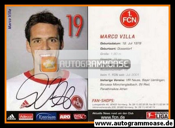 Autogramm Fussball | 1. FC Nürnberg | 2002 | Marco VILLA