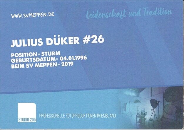 Autogramm Fussball | SV Meppen | 2019 | Julius DÜKER
