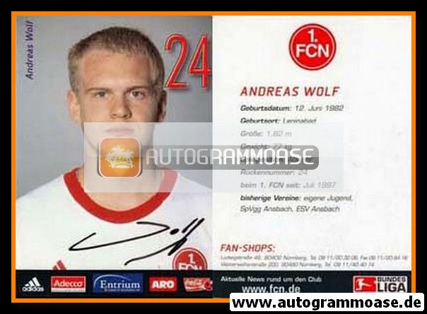 Autogramm Fussball | 1. FC Nürnberg | 2002 | Andreas WOLF