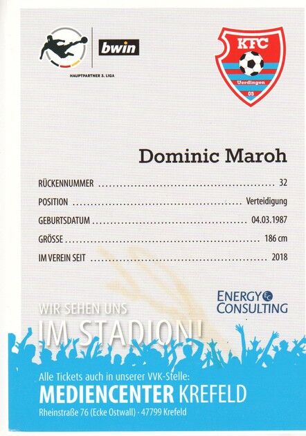 Autogramm Fussball | KFC Uerdingen 05 | 2019 | Dominic MAROH