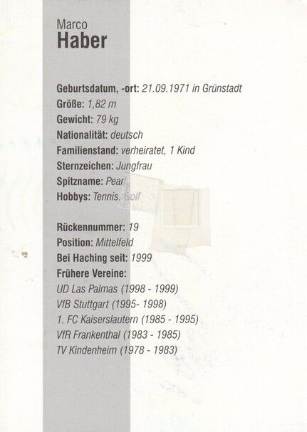 Autogramm Fussball | SpVgg Unterhaching | 2000 | Marco HABER