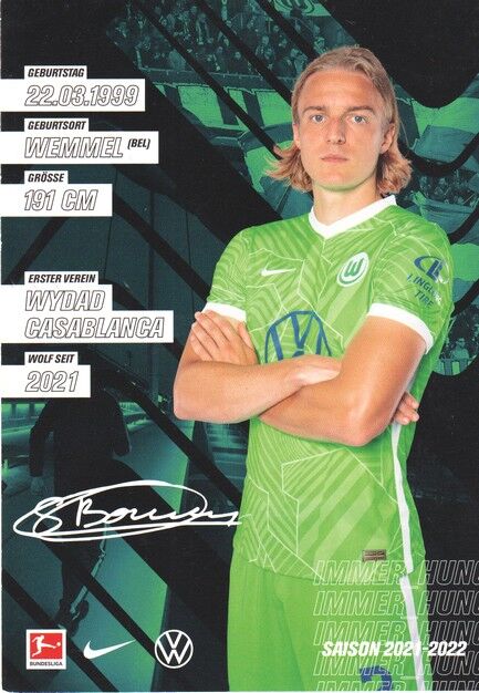 Autogramm Fussball | VfL Wolfsburg | 2021 | Sebastiaan BORNAUW